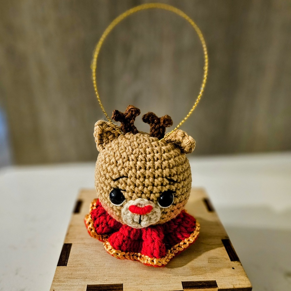 Crochet reindeer ornament